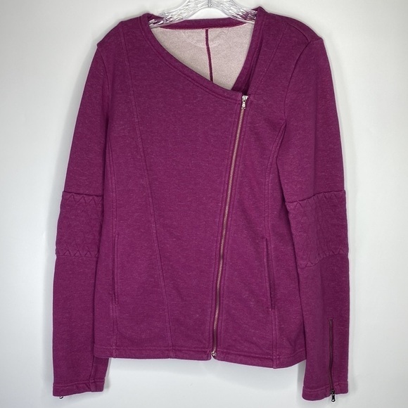 Under Armour Terry Moto Dark Pink Sweatshirt Jacket Medium - Picture 1 of 4